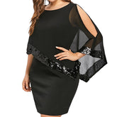 Chiffon dress with irregular sequins Beauty hair & fashionfj