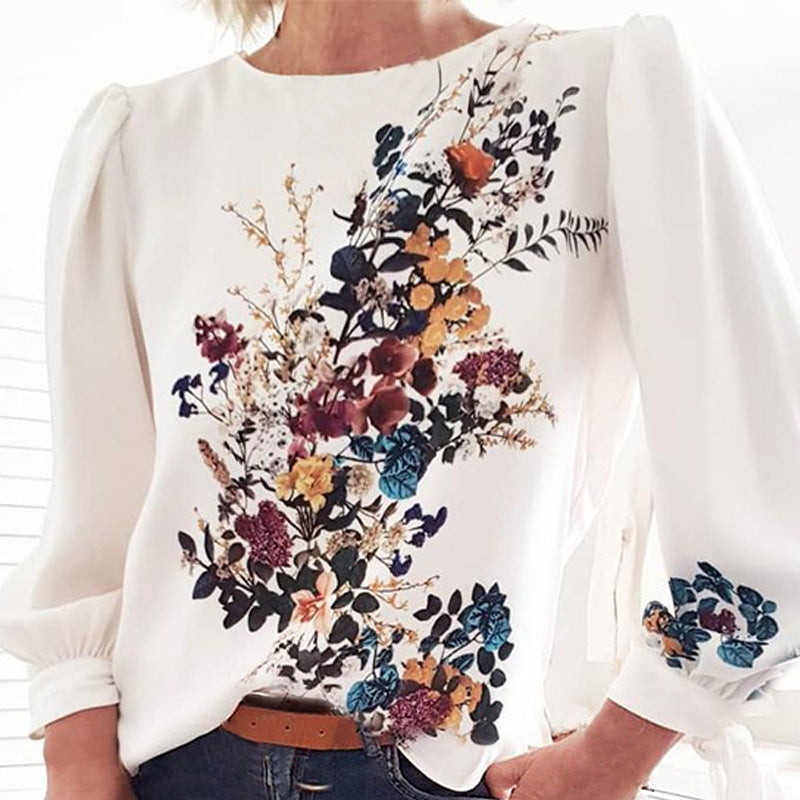Printed casual women's flora T-shirt Beauty hair & fashionfj