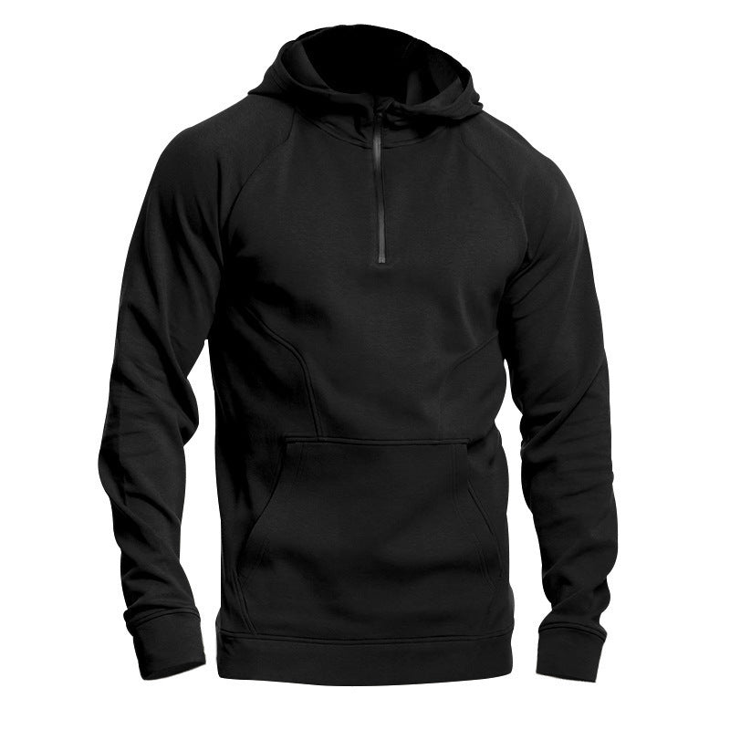 Cross-border Ebay New Long Sleeve Sweater Leisure Pullover Hooded Half Zipper Block Brushed Hoody Men Beauty hair & fashionfj