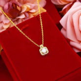 Fashion Jewelry Set Zircon Gem Pendant Chain Choker Necklace For Women Gold Color Stud Earring Statement Wedding Ring Beauty hair & fashionfj