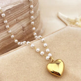 Stainless Steel 18K Gold Plating Niche High-grade Ins Style Pearl Necklace Beauty hair & fashionfj