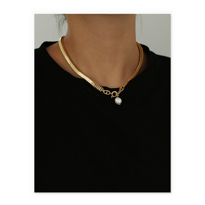 Brass 18k Real Gold Plated White Gold Real Snake Bone Chain Necklace Beauty hair & fashionfj
