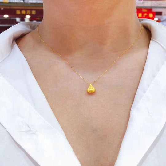 Yellow Gold Buddha Pendant 18K Gold Necklace Beauty hair & fashionfj