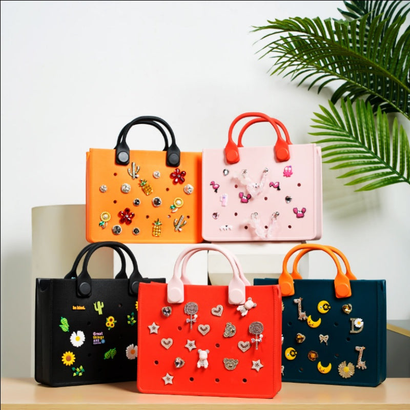 Waterproof EVA Handbag Punching Women's Tote Bags With Shoulder Strap For Women Hand Tote Bag Beach Bag Beauty hair & fashionfj