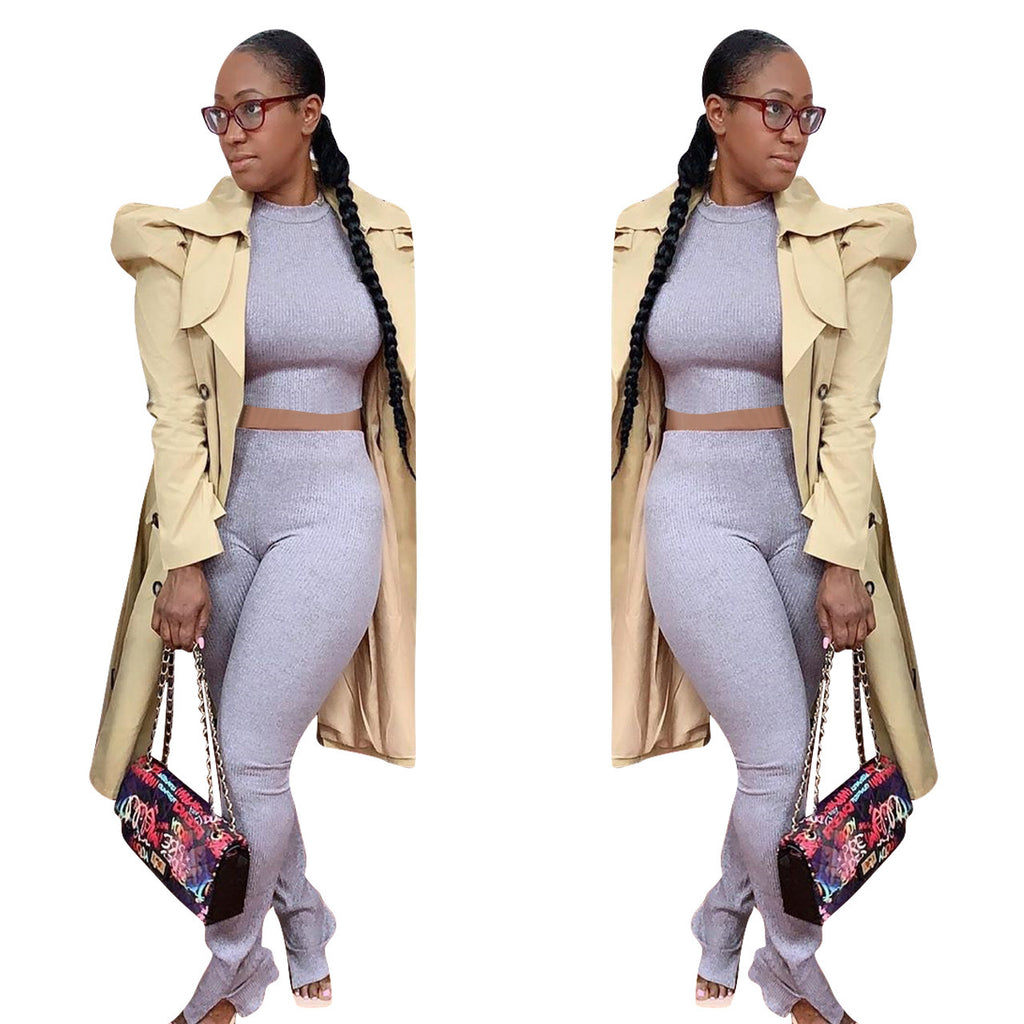 Pure Color All-match Long Trench Coat Women's Clothing