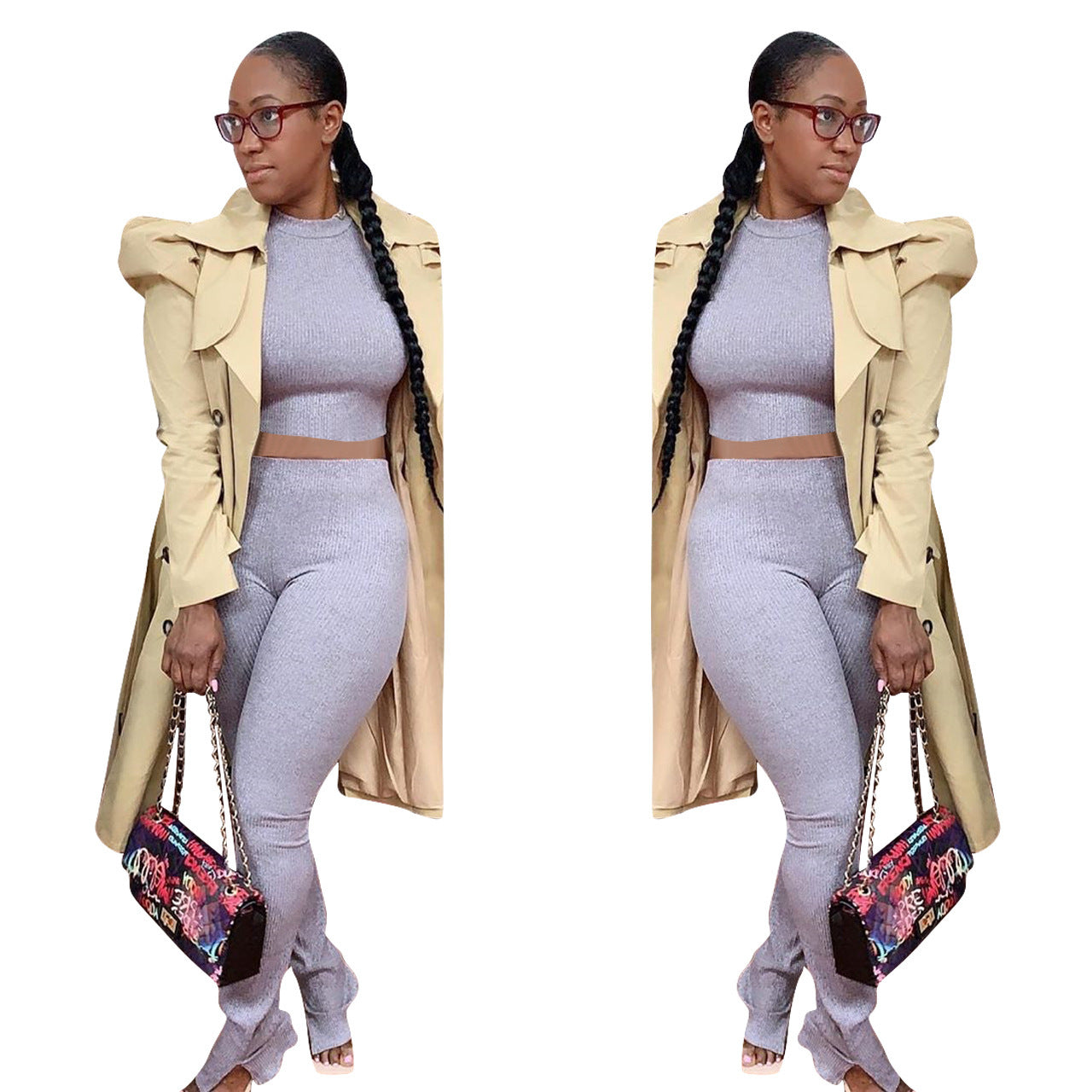 Pure Color All-match Long Trench Coat Women's Clothing