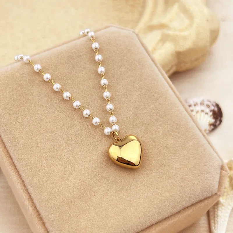 Stainless Steel 18K Gold Plating Niche High-grade Ins Style Pearl Necklace Beauty hair & fashionfj
