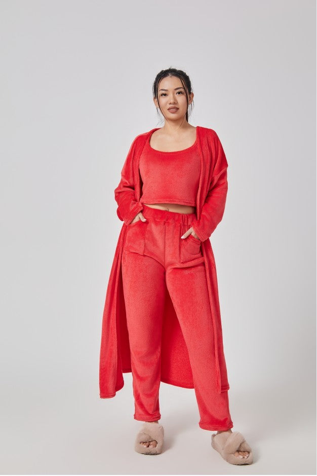 Cozy Pajama Set, 3 Piece Lounge Set, Cute Loungewear, Warm Suit Sets, Matching Set, Lounge Set, 3 Piece Pant Sets, Women Winter Dress Beauty hair & fashionfj
