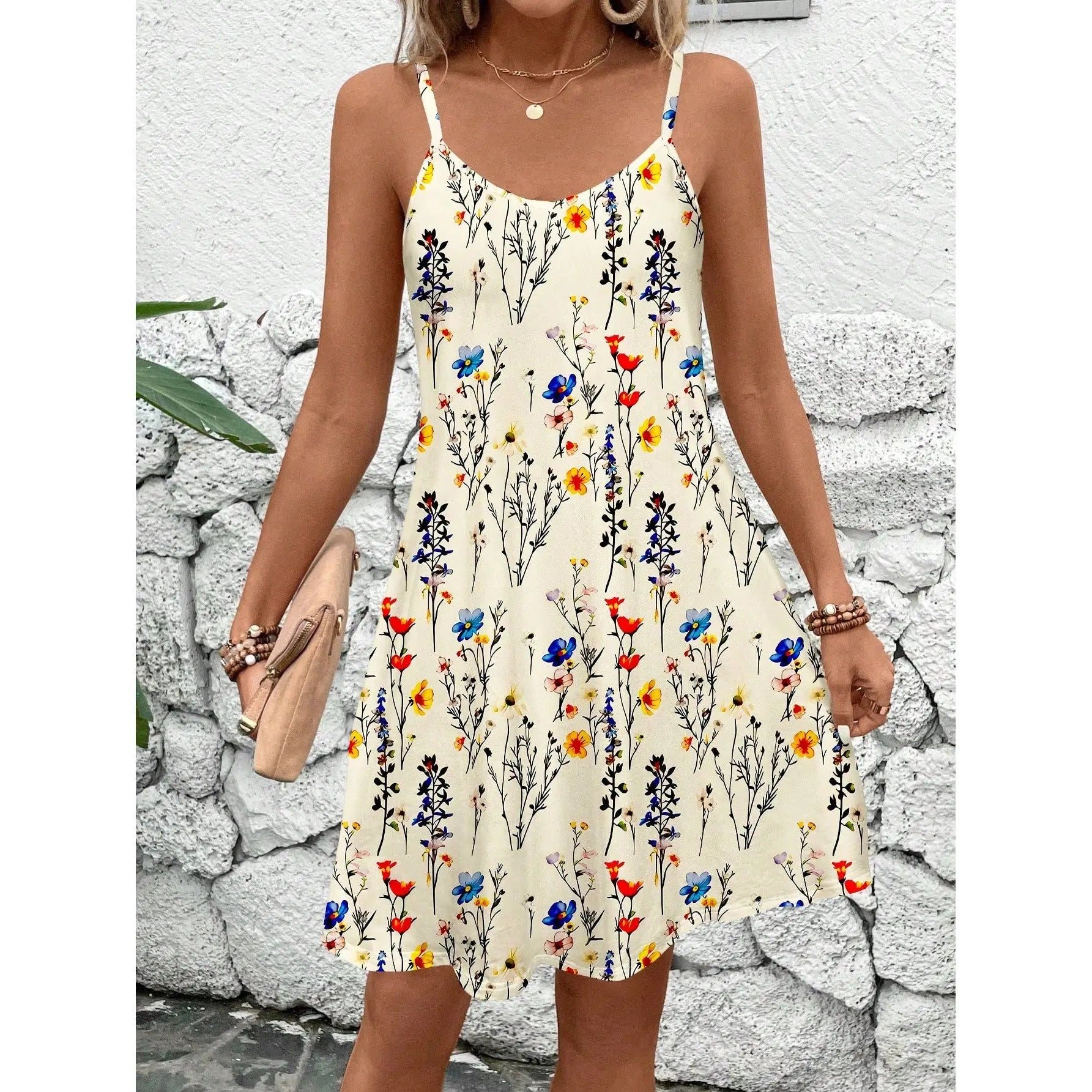 Casual Patchwork Sleeveless Printed Sling Women's Dress Beauty hair & fashionfj