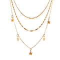 European And American Retro Metal Multilayer Star Clavicle Chain Beauty hair & fashionfj
