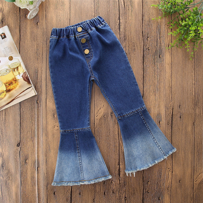 Children Fashion Jeans With Color Matching Horn Beauty hair & fashionfj
