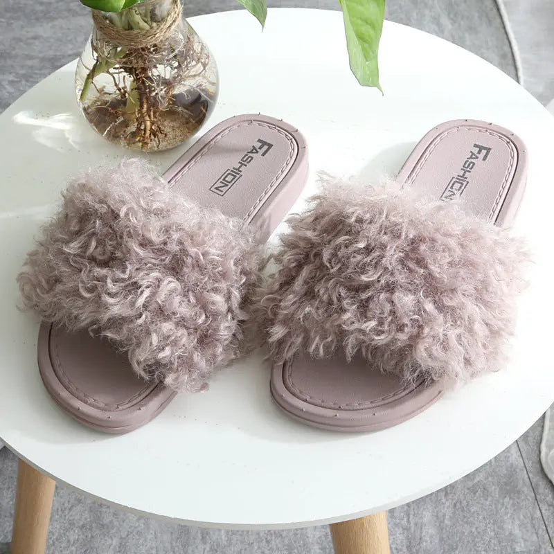 2021 New Style Slippers female hair slippers fashion outside wear Maomao shoes ladies hair cool slippers wholesale Beauty hair & fashionfj