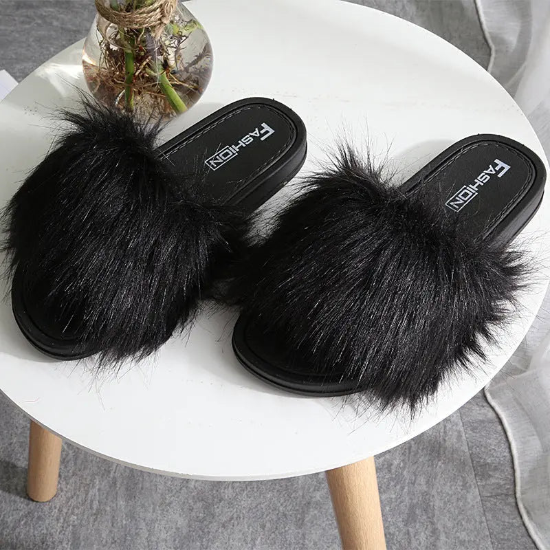 2021 New Style Slippers female hair slippers fashion outside wear Maomao shoes ladies hair cool slippers wholesale Beauty hair & fashionfj