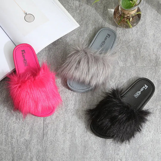 2021 New Style Slippers female hair slippers fashion outside wear Maomao shoes ladies hair cool slippers wholesale Beauty hair & fashionfj