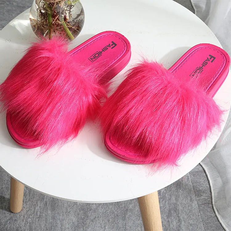 2021 New Style Slippers female hair slippers fashion outside wear Maomao shoes ladies hair cool slippers wholesale Beauty hair & fashionfj