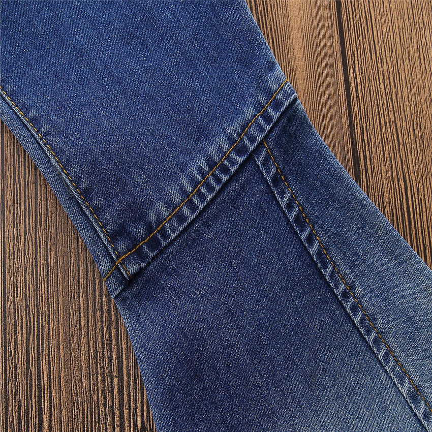 Children Fashion Jeans With Color Matching Horn Beauty hair & fashionfj