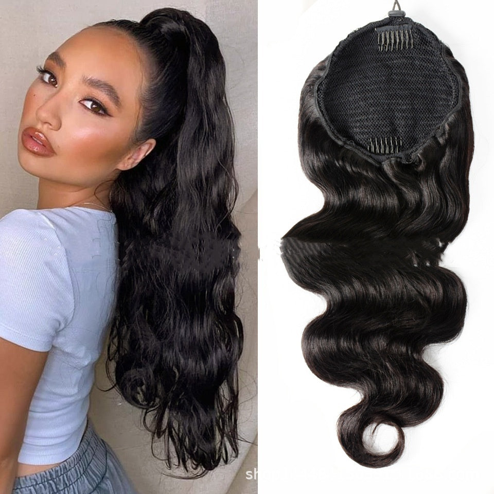 Natural Black Drawstring Ponytail Human Wigs Beauty hair & fashionfj