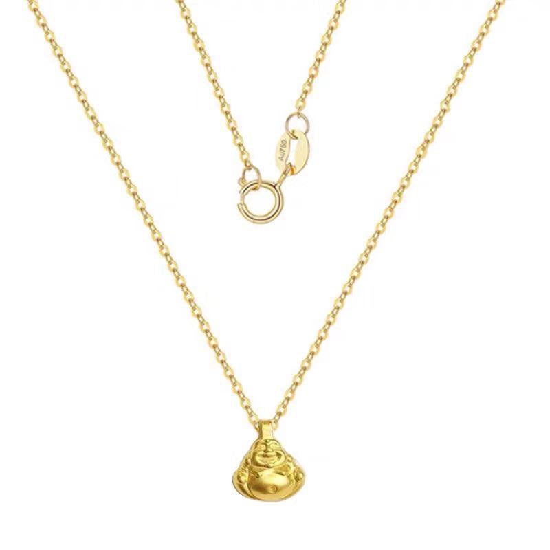 Yellow Gold Buddha Pendant 18K Gold Necklace Beauty hair & fashionfj