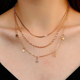 European And American Retro Metal Multilayer Star Clavicle Chain Beauty hair & fashionfj