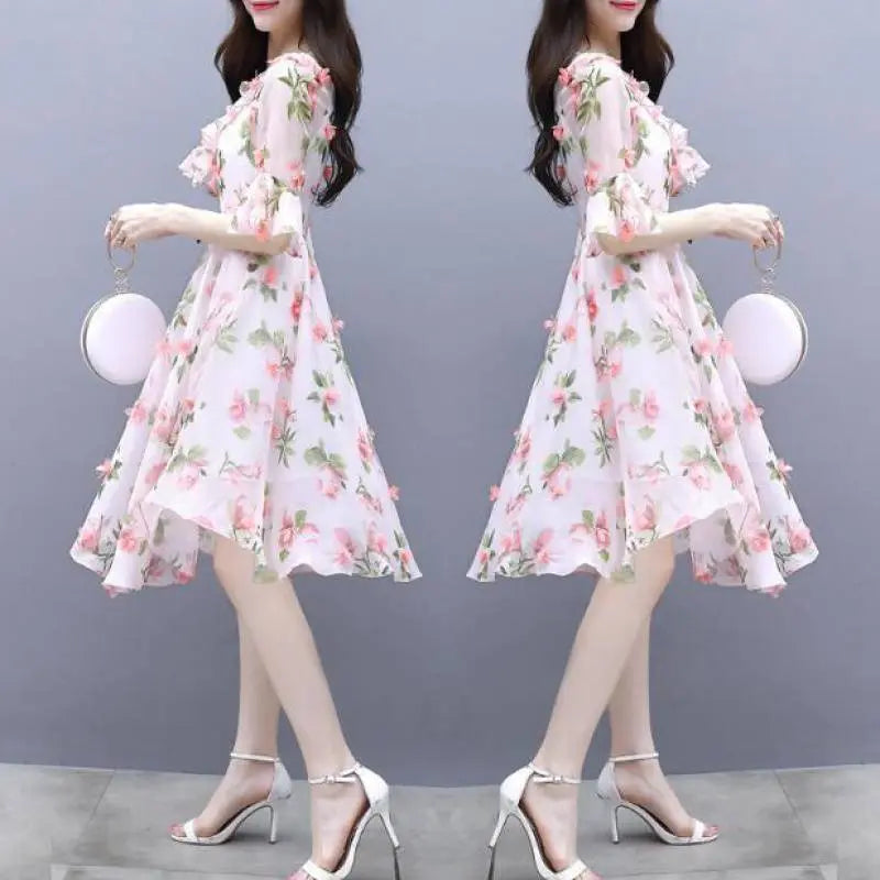 Summer Fairy Skirt, Summer Thin, Printed Chiffon Skirt, Waist, Super Fairy, Gentle Wind Beauty hair & fashionfj