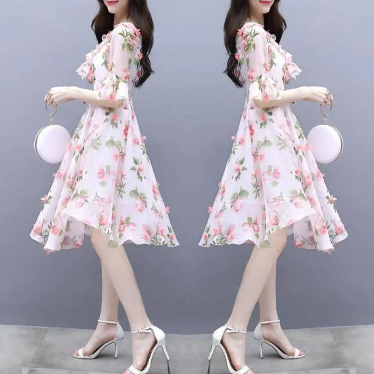 Summer Fairy Skirt, Summer Thin, Printed Chiffon Skirt, Waist, Super Fairy, Gentle Wind Beauty hair & fashionfj