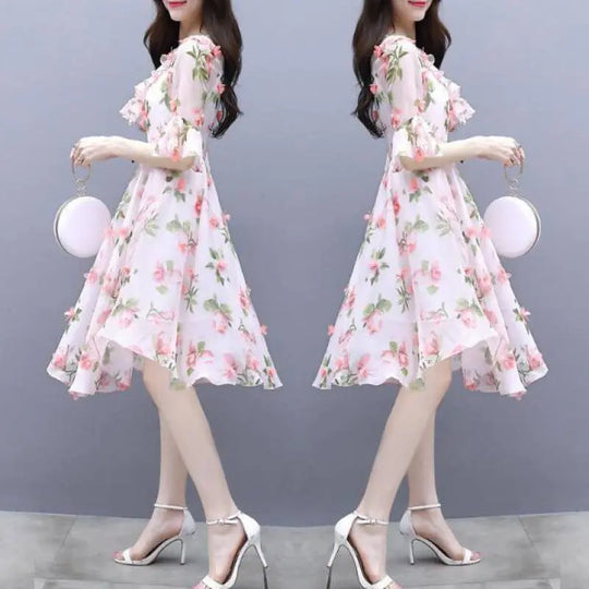 Summer Fairy Skirt, Summer Thin, Printed Chiffon Skirt, Waist, Super Fairy, Gentle Wind Beauty hair & fashionfj