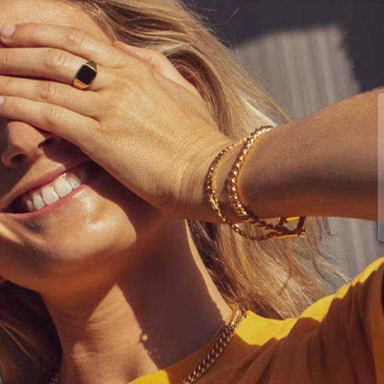 Titanium steel plated gold ring for women Beauty hair & fashionfj