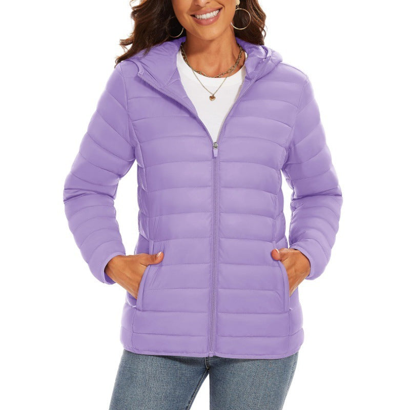 Hooded Down Jacket Zipper Winter Warm Coat Jacket Beauty hair & fashionfj