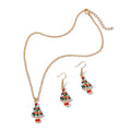 Fashion Simple Oil Dripping Christmas Tree Earrings Necklace Set Women Beauty hair & fashionfj