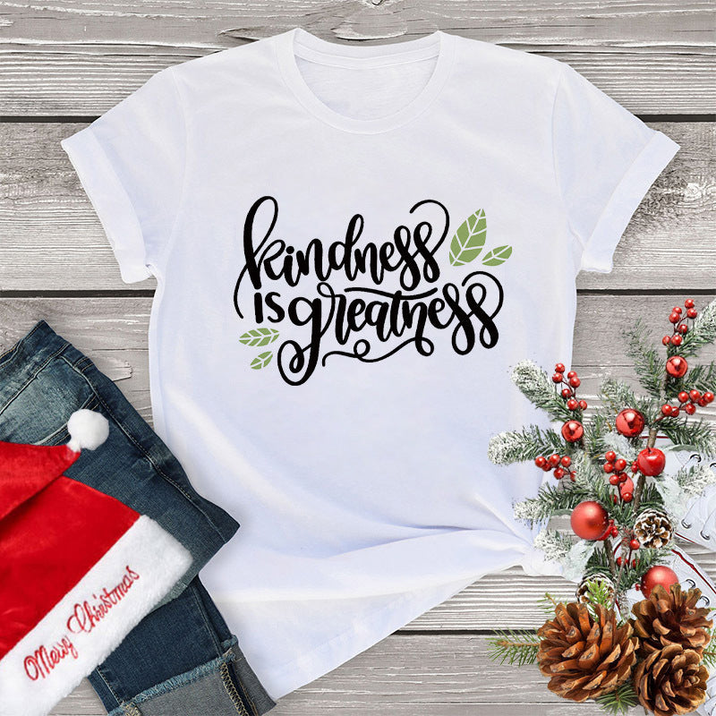 Women's Clothing Fashion Christmas Holiday Party T-shirt Loose Merry Christmas Casual Beauty hair & fashionfj