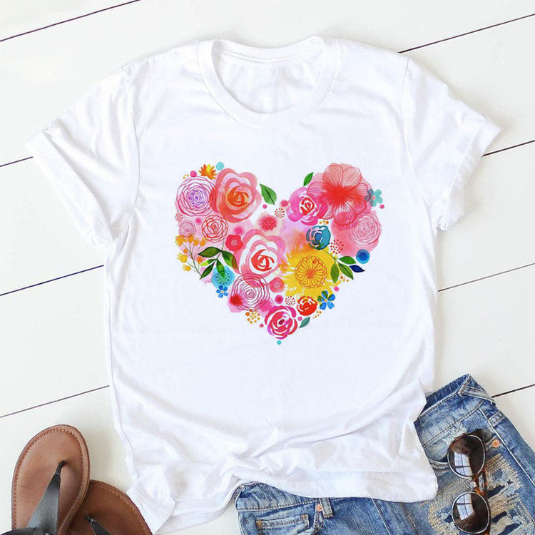 Personalized Letter Print Ladies T-shirt Beauty hair & fashionfj