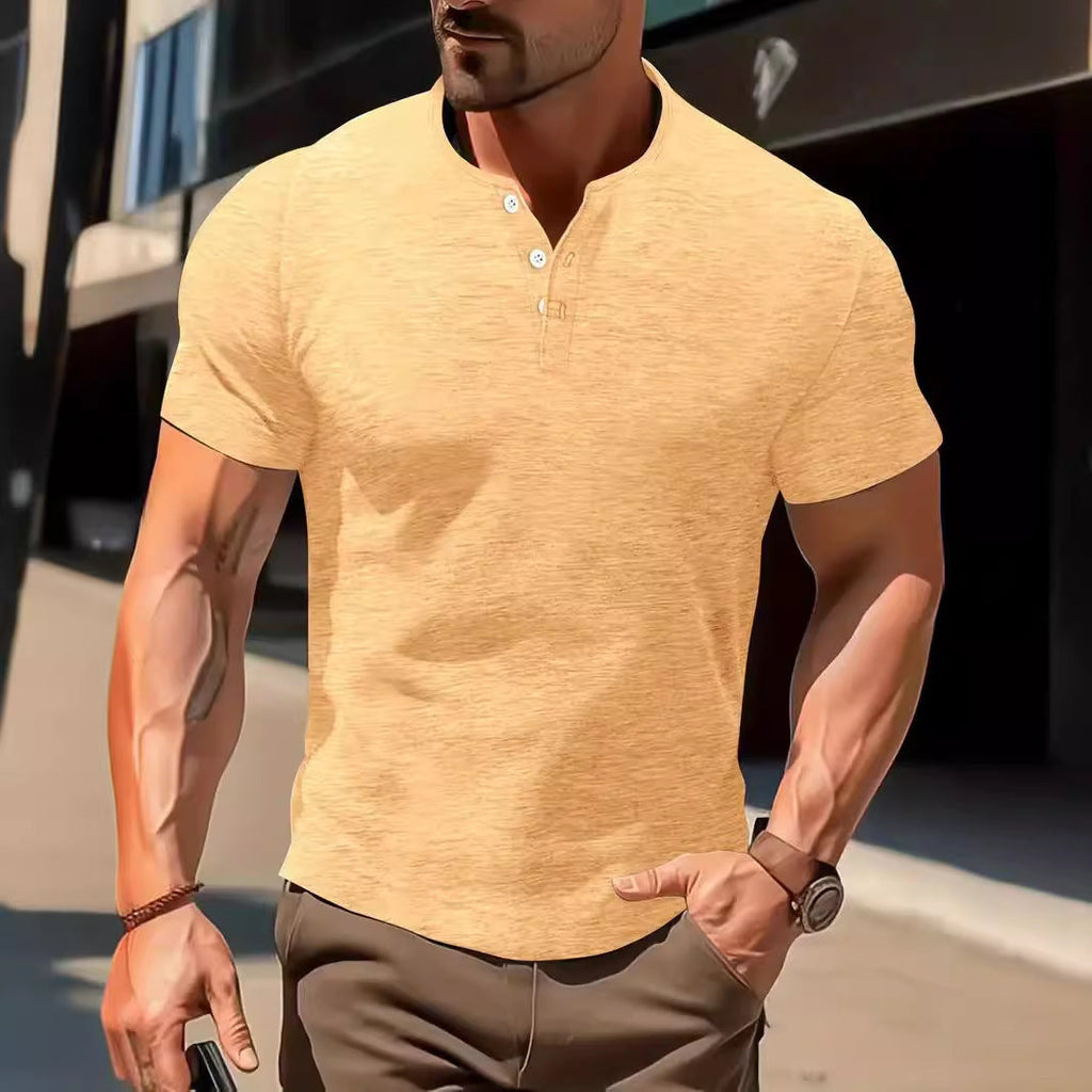 Men's Solid Color Casual Fashion Short Sleeved Shirt Beauty hair & fashionfj