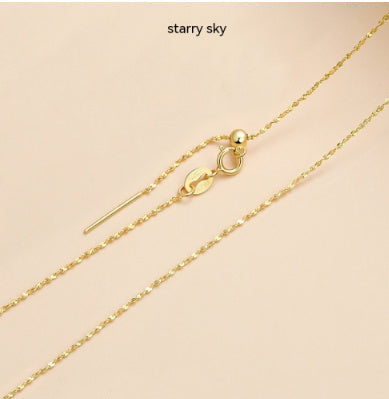 18K Gold Necklace Women's 925 Sterling Silver Gold Plated Chain Beauty hair & fashionfj