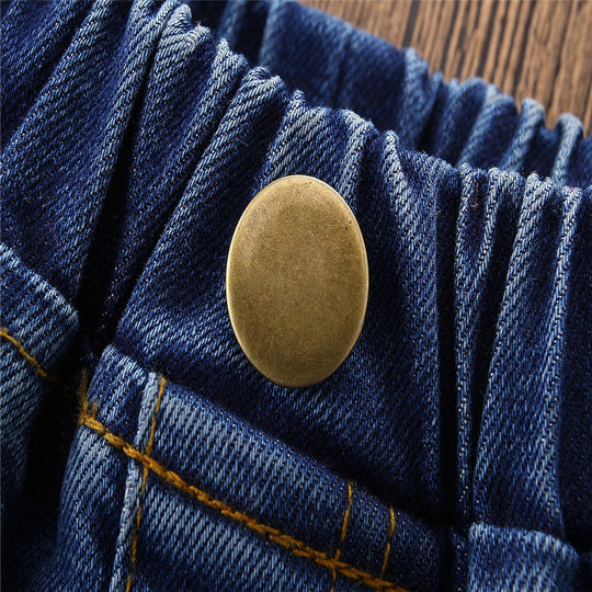 Children Fashion Jeans With Color Matching Horn Beauty hair & fashionfj