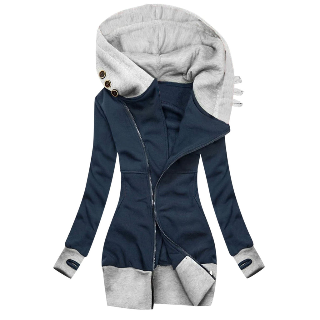 Hooded Long Sleeve Pocket Zip Sweatshirt Beauty hair & fashionfj