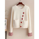 White Knitted Fabric Cardigan Sweater For Women Beauty hair & fashionfj