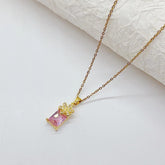 Copper Plated Real Gold Rectangular Necklace Suit Beauty hair & fashionfj