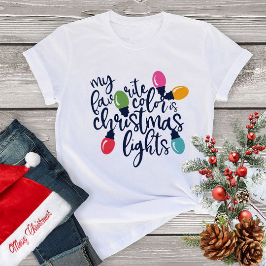 Women's Clothing Fashion Christmas Holiday Party T-shirt Loose Merry Christmas Casual Beauty hair & fashionfj