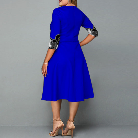 Elegant Temperament Hedging Print Midi Dress Beauty hair & fashionfj