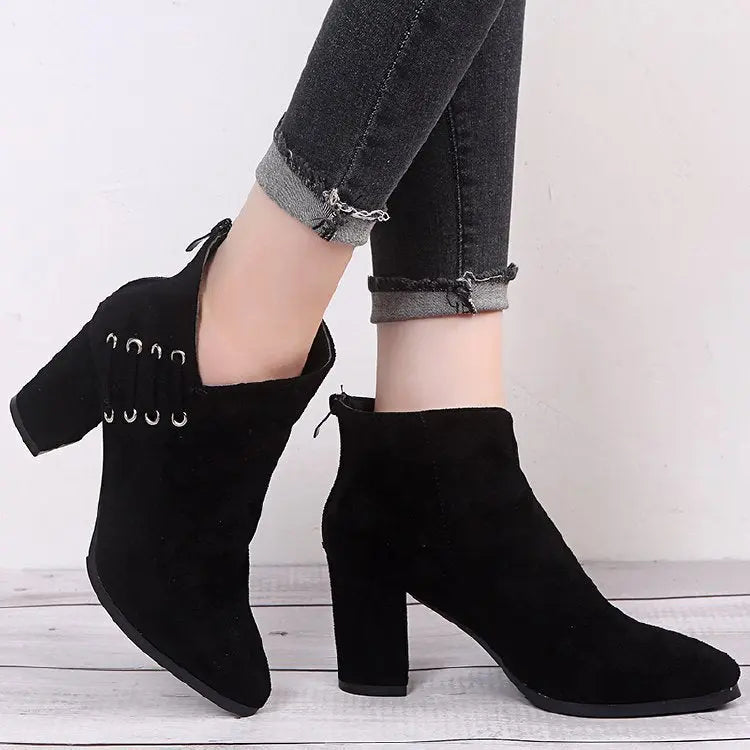 Fashion Ankle Boots Women Pointed-toe Zipper Shoes Lady Beauty hair & fashionfj