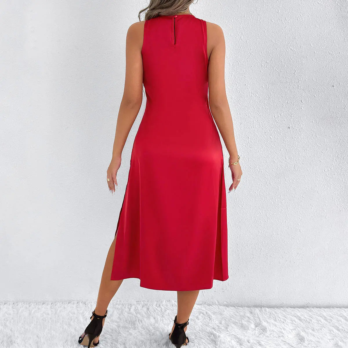 Satin Pure Color For Women Dress Beauty hair & fashionfj