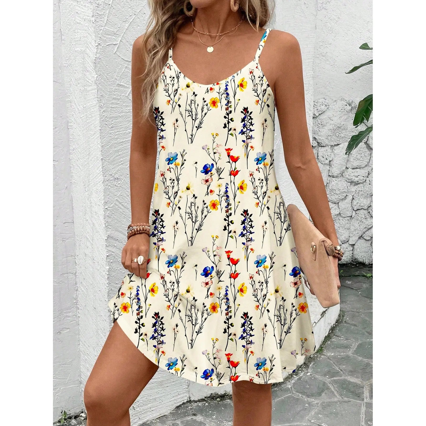 Casual Patchwork Sleeveless Printed Sling Women's Dress Beauty hair & fashionfj