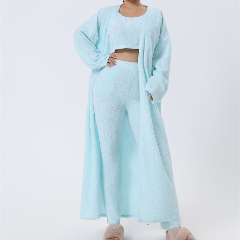 Cozy Pajama Set, 3 Piece Lounge Set, Cute Loungewear, Warm Suit Sets, Matching Set, Lounge Set, 3 Piece Pant Sets, Women Winter Dress Beauty hair & fashionfj
