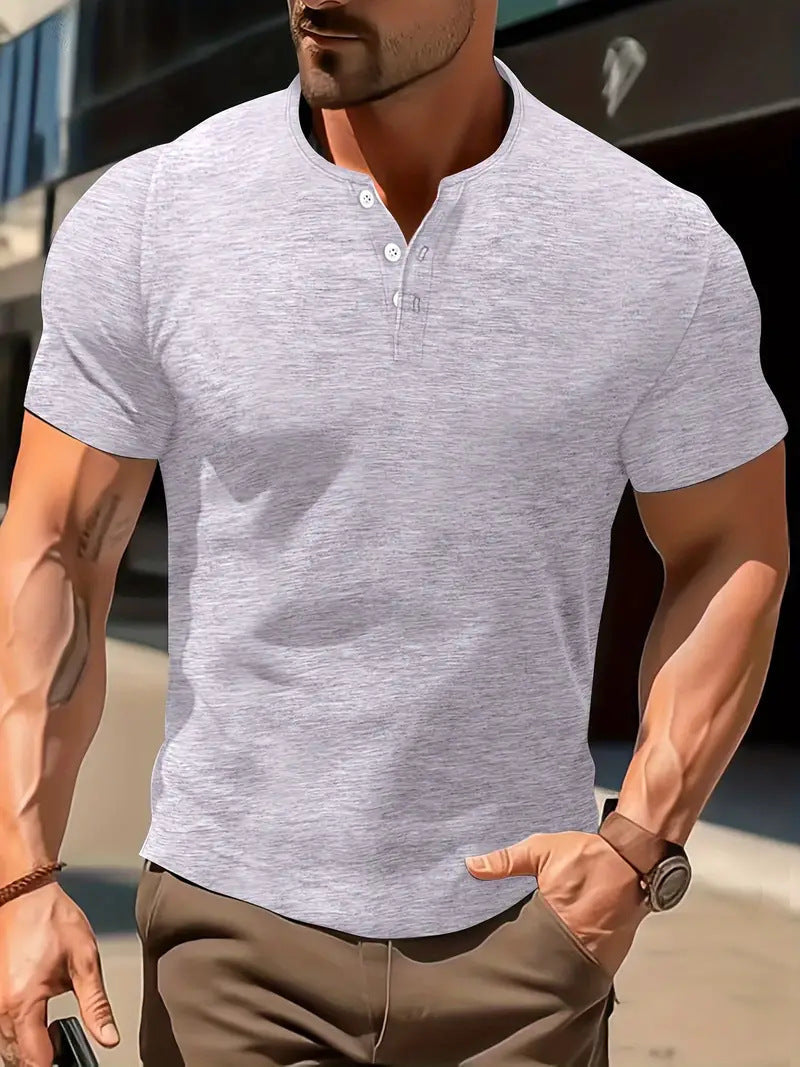 Men's Solid Color Casual Fashion Short Sleeved Shirt Beauty hair & fashionfj