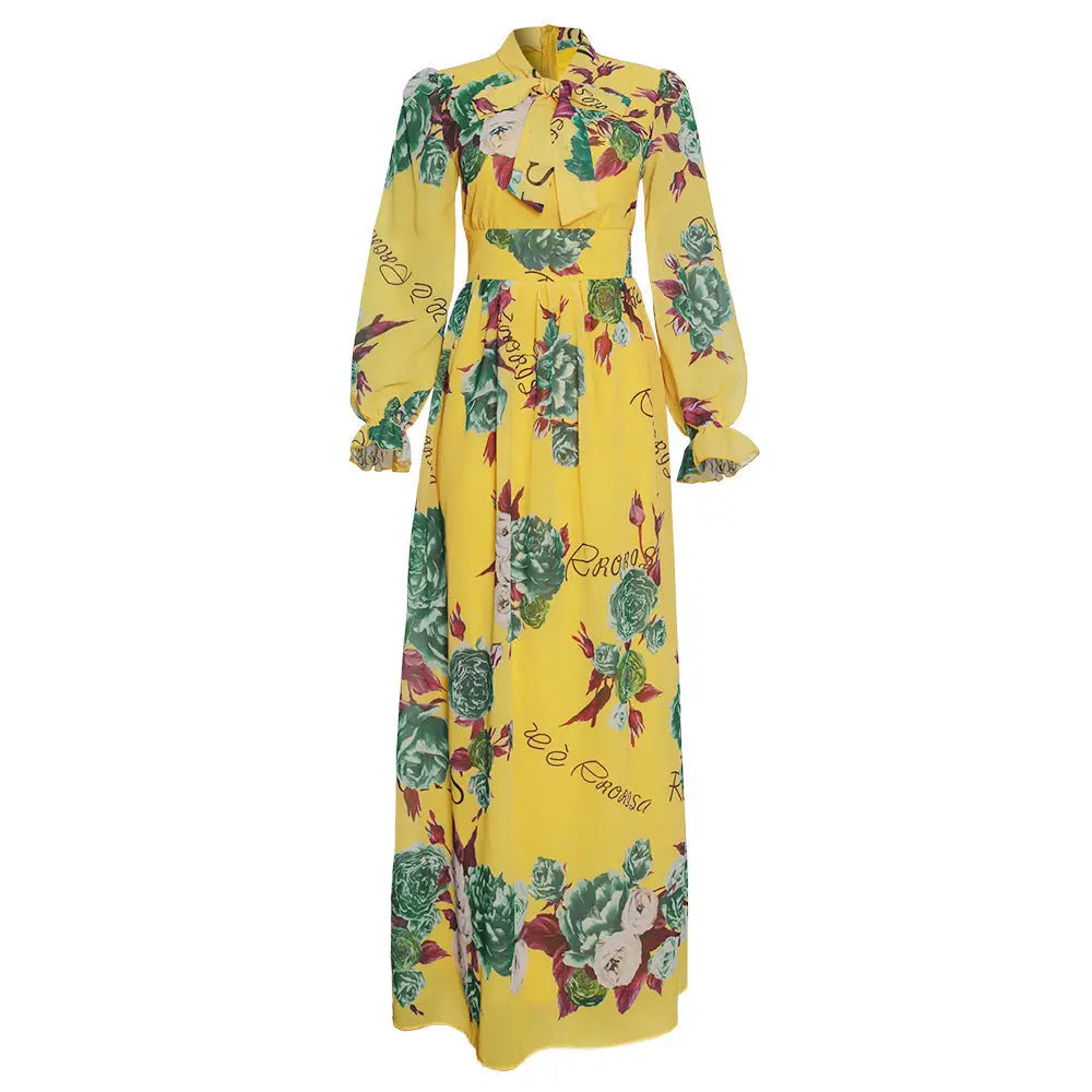 African Clothing Women's Chiffon Print Big Swing Dress Long Skirt Beauty hair & fashionfj