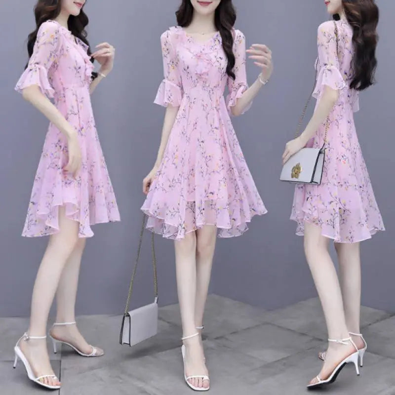 Summer Fairy Skirt, Summer Thin, Printed Chiffon Skirt, Waist, Super Fairy, Gentle Wind Beauty hair & fashionfj