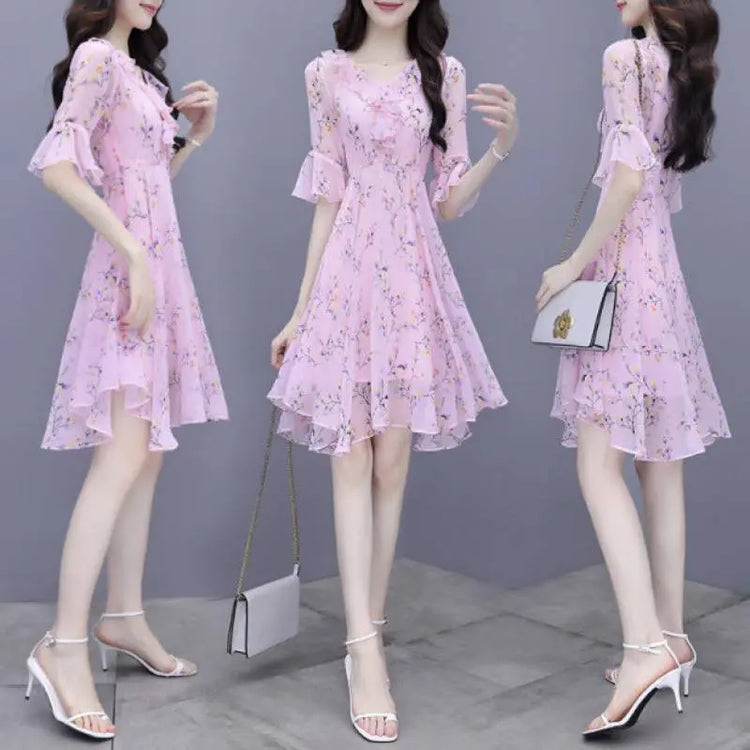 Summer Fairy Skirt, Summer Thin, Printed Chiffon Skirt, Waist, Super Fairy, Gentle Wind Beauty hair & fashionfj