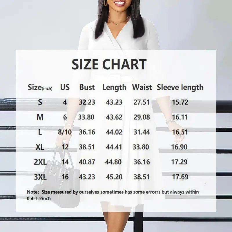 Women's Elegant V-Neck Cross-Wrap A-Line Dress With Belt & Ruffled Hem - Office & Casual Solid Dress For Spring&Summer Beauty hair & fashionfj