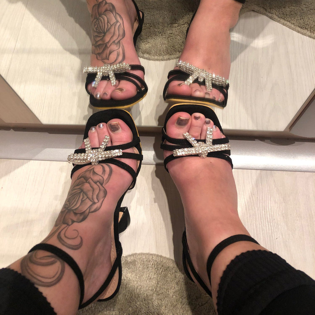 Rhinestone Wineglass High Heel Sandals Beauty hair & fashionfj