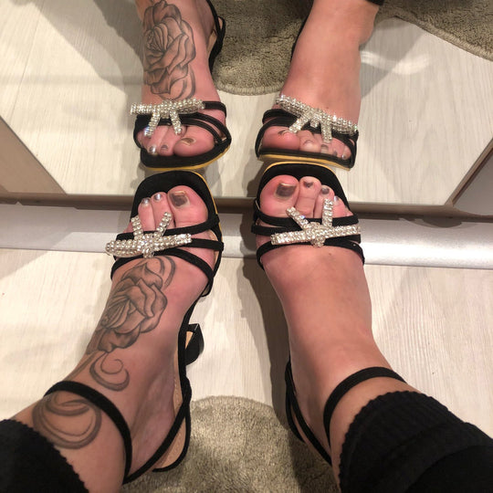 Rhinestone Wineglass High Heel Sandals Beauty hair & fashionfj